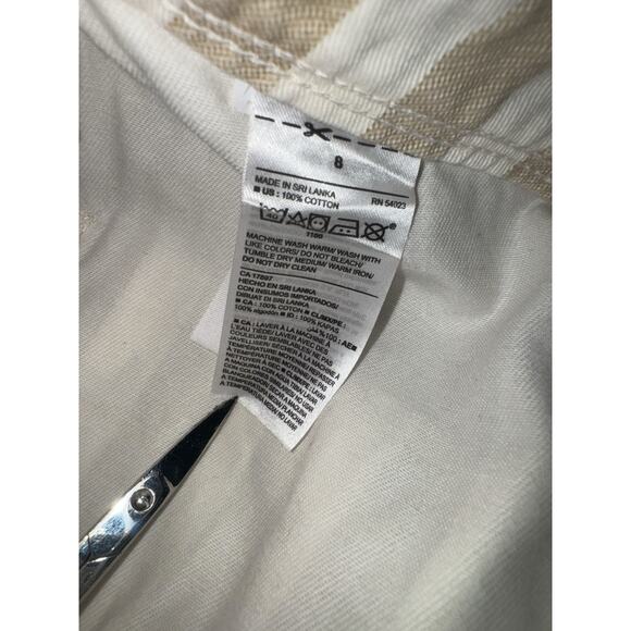 Old navy beige and cream striped button up denim mini skirt size 8 - Picture 4 of 4